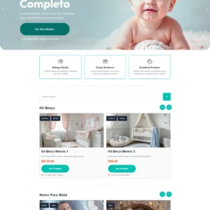Children’s online shop template homepage with categories for clothing and toys